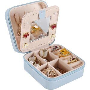 Travel Jewelry Case Small Jewelry Organizer Box with Mirror Gift for Women Girls